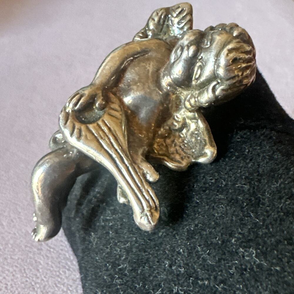 Vtg Signed Sam Philipe Cherub Mandolin‎ Pendant Brooch 12g Sterling Silver 925 - Picture 4 of 9